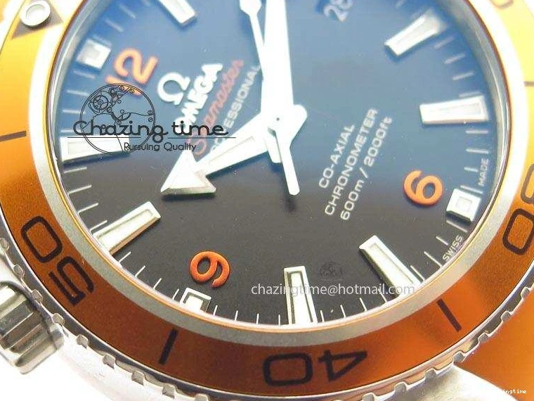 0417 Breathable Planet Ocean SS Bp Maker 45mm Orange Bezel On Orange Rubber Strap A 8221